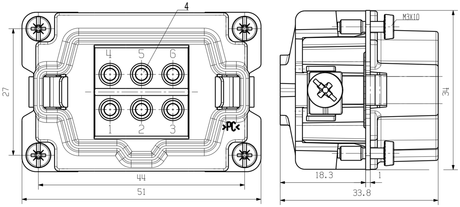 מחבר קונקטור תעשייתי WEIDMULLER HDC HE 6 MS